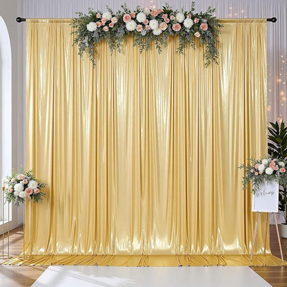 10x12ft Glitter Gold Backdrop Curtains, Sequin Curtains Wrinkle Free Polyester - Image 8