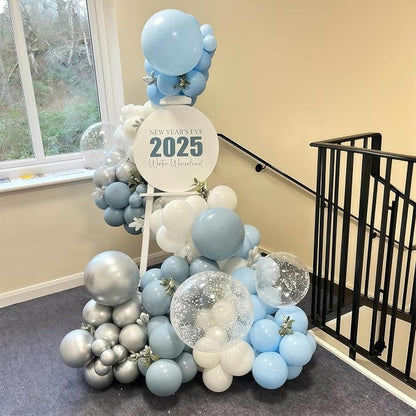Baby Blue White Winter Wonderland Balloons - Image 3
