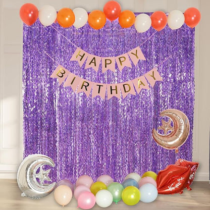 4 Pack Sparkle Wavy Purple Tinsel Curtain Party Backdrop - Image 6