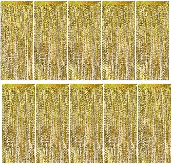 Gold Backdrop Birthday Decorations Foil Curtain Backdrop Gold Streamers Dance by BOMSI