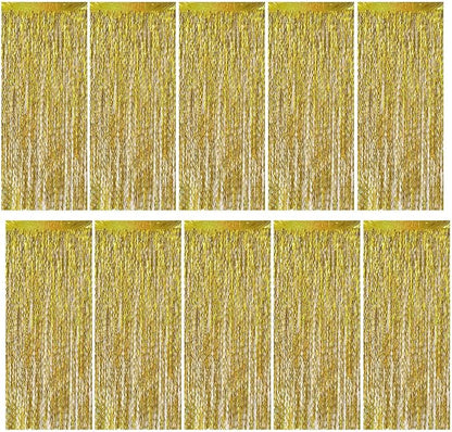 Gold Backdrop Birthday Decorations Foil Curtain Backdrop Gold Streamers Dance by BOMSI
