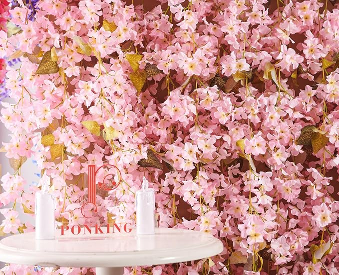 Artificial Flower Garland 2pcs 5.6ft Hydrangea Vine Decor Light Pink Flower | - Image 9