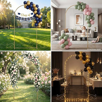 7.2FT Gold Wedding Arch Backdrop Stand, Heavy Duty Metal Half Arch - Image 6