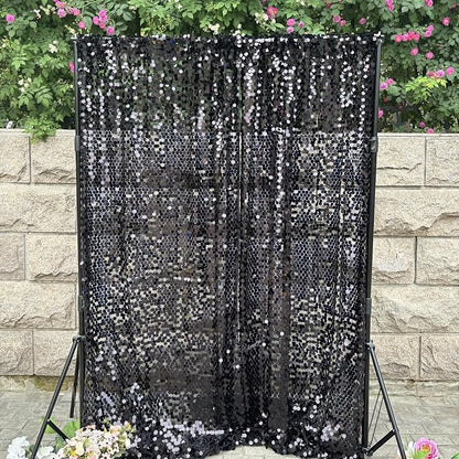 Black Sequin Backdrop, 4x10 Feet, Large 18MM, 2 Panel | Payette Shimmer - Image 3