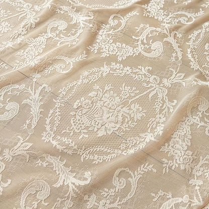Deeprove Beige Lace Curtains 84 inches Length 2 Panels Set - Image 9