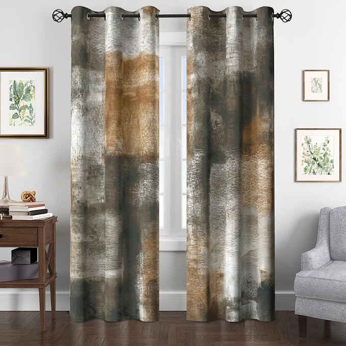 Asuexpect Abstract Curtains for Living Room 2 Panels Abstract Rust Curtain Room - Image 6