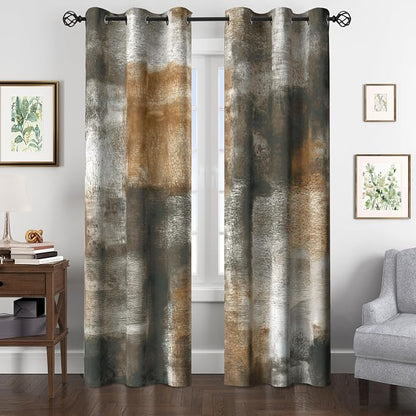 Asuexpect Abstract Curtains for Living Room 2 Panels Abstract Rust Curtain Room - Image 6