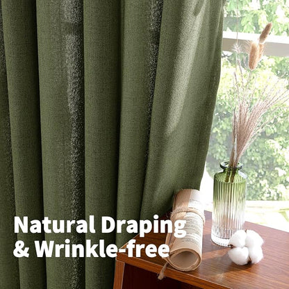 YoungsTex Olive Linen Curtains 80 Inch Length - Image 6