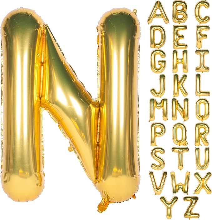Letter Balloons 40 Inch Giant Jumbo Helium Foil Mylar Gold N | by Exquisitehighqualitypartydecorationstomeetyoureveryneed%EF%BC%81