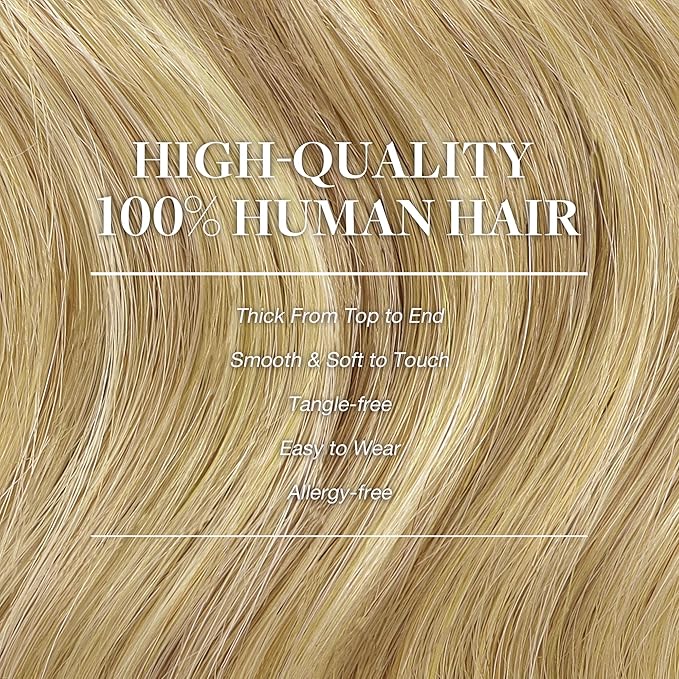 GOO GOO Clip in Hair Extensions Real Human Hair, Remy Human Hair Extensions Clip ins for Women, Natural Human Hair, 18inch 150g 9Pcs, 16/22 Light Blonde Highlighted Golden Blonde