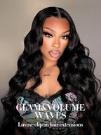 LUVME Hair Extensions Real Human Hair, Natural Black 135g 7pcs 20 Inch, Seamless Clip in Hair Extensions Human Hair Clip ins Body Wavy Hair