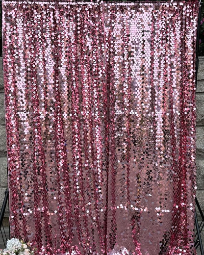 Rose Pink Large Sequin Backdrop, 4x10 Ft, 2 Panels | Large 18mm Sequins - Image 7