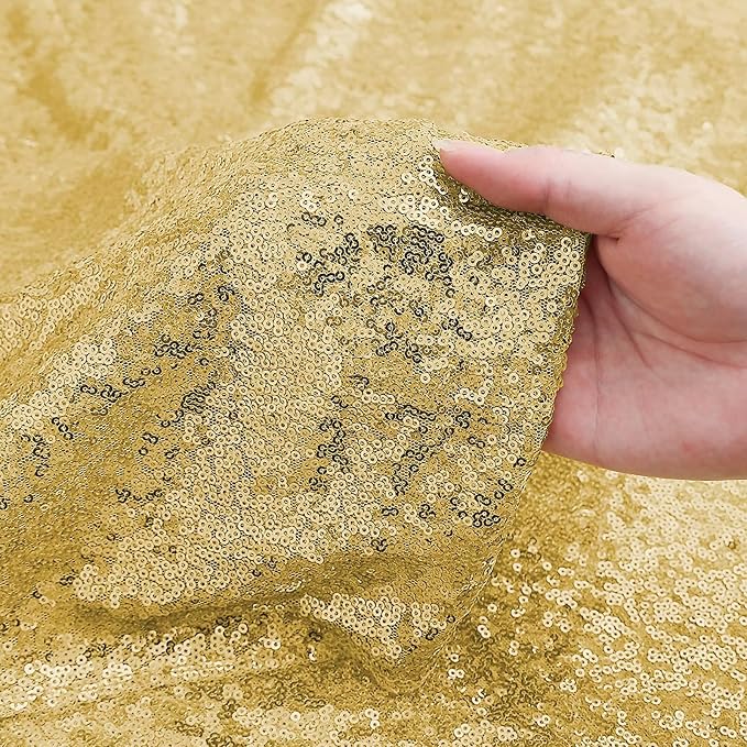 Sugargirl Gold Sequin Backdrop Curtain 4FTx8FT Glitter Gold Background Drapes - Image 5