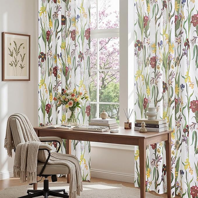 Schweek Boho Floral Curtains 96 Inches Long 2 Panels - Image 2