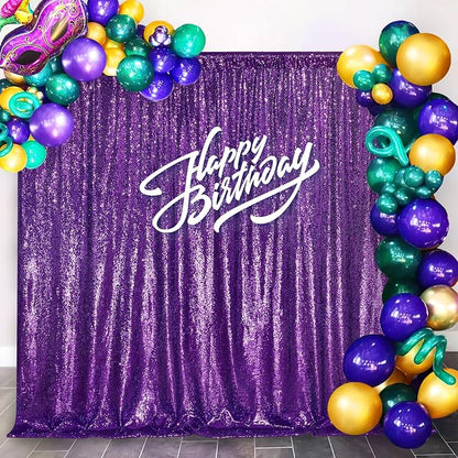 7ft x 7ft Purple Sequin Backdrop Glitter Curtains Photo Background | Sequin - Image 2