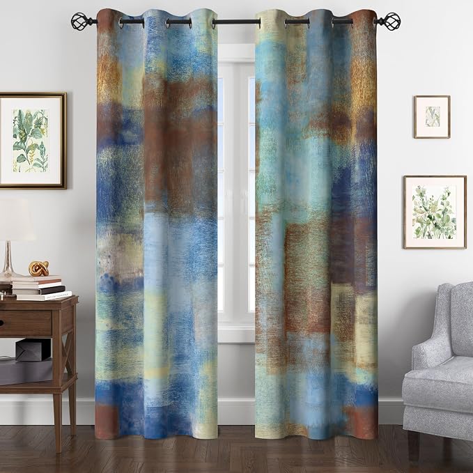 Asuexpect Abstract Curtains 2 Panels Abstract Rust Curtain Room Darkening - Image 6