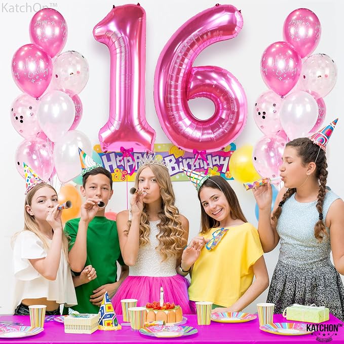 KatchOn Giant Pink 16 Balloon Numbers Foil 40 Inch 16 Birthday Decorations | - Image 8