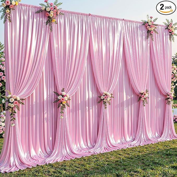 40x10ft Pink Glitter Backdrop Curtain by Partisky