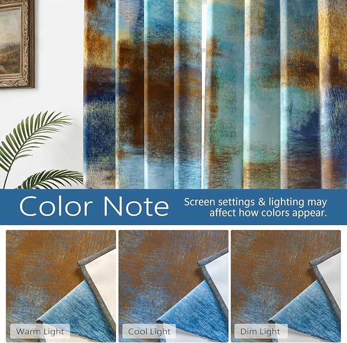 Asuexpect Abstract Curtains 2 Panels Abstract Rust Curtain Room Darkening - Image 4