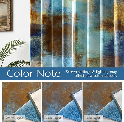 Asuexpect Abstract Curtains 2 Panels Abstract Rust Curtain Room Darkening - Image 4