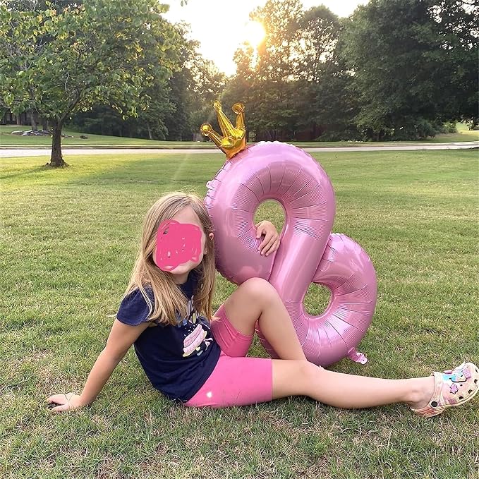 3rd Birthday Number Balloons for Girls, 40 Inch Light Pink Foil Number Balloons - Image 5