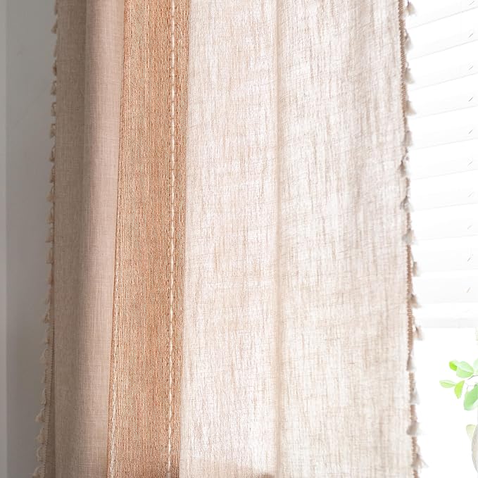 Sutuo Home Boho Curtains for Bedroom Dining Room, Light Filtering Brown - Image 7