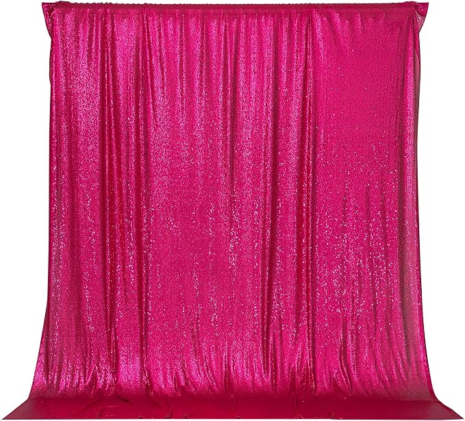 PartyDelight Hot Pink Sequin Backdrop 6x6ft Sparkly Photo Curtain | 4 Inch Rod by PartyDelight