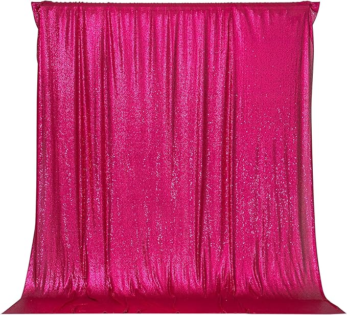 PartyDelight Hot Pink Sequin Backdrop 6x8ft Sparkly Photo Curtain | 4 Inch Rod - Image 7