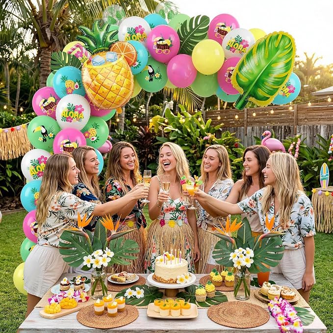 Tropical Balloons, 12 Inch Colorful Hawaiian Latex Balloons - Image 7