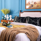 NTBAY 2 Pack Satin Standard Pillowcases for Hair and Skin, Luxurious and Silky Marbling Printed Pillow Cases with Envelope Closure, 20x26 Inches, Black