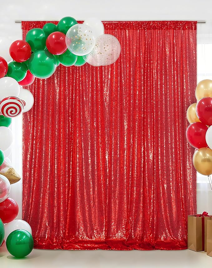 Eternal Beauty Red 3mm Sequin Backdrop 7x7 Ft - Image 2