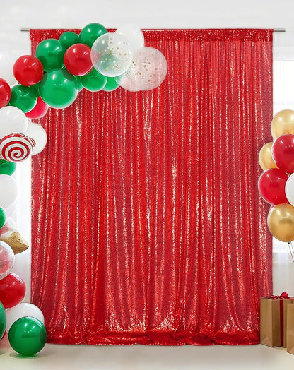 Eternal Beauty Red 3mm Sequin Backdrop 7x7 Ft - Image 2