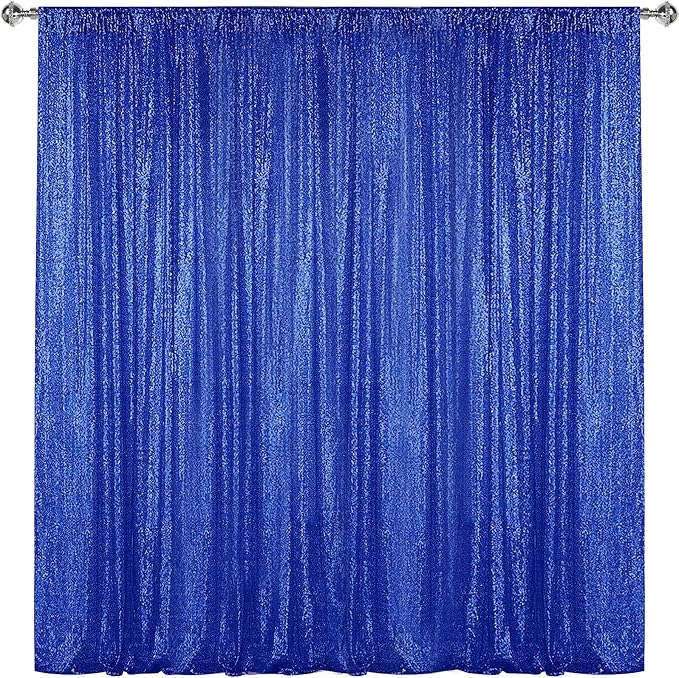 Sugargirl Royal Blue Sequin Backdrop Curtain 10FTx10FT Glitter Royal Blue by Sugargirl
