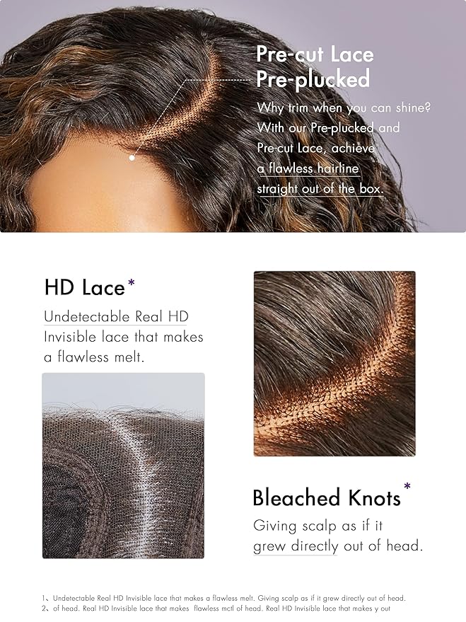 LUVME HAIR 12" Curly Glueless Wigs Human Hair Pre Plucked Pre Cut, Undetectable HD Lace Curly Bob Wig Human Hair Short Black Wig with Blonde Highlights Ready to Go Wig 180 Density