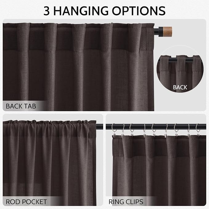 Cocoa Coffee Curtains 63 Inches Long 2 Panel Sets - Image 3