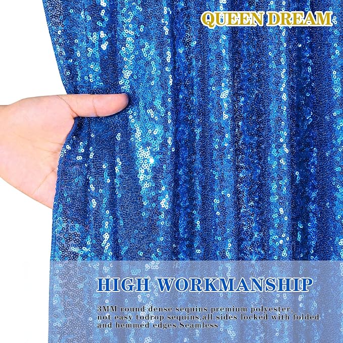4 Pack Royal Blue Curtains 2ftx8ft Sequin Backdrop Drapes - Image 5