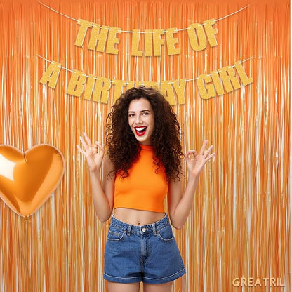 Orange Tinsel Curtain Party Backdrop - Image 4