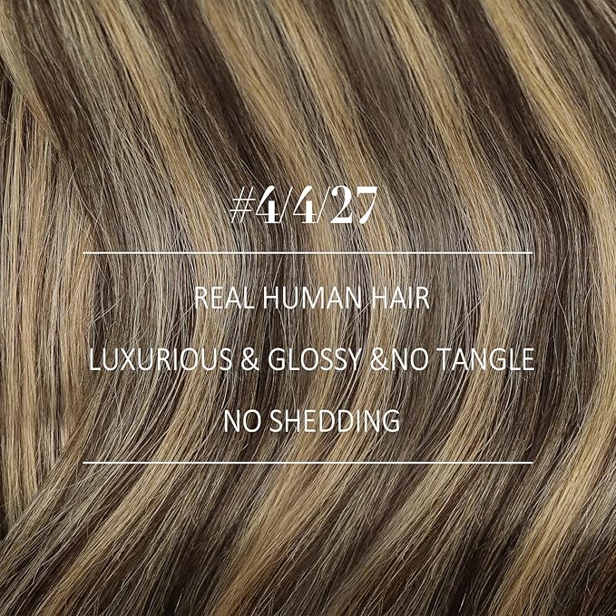 YoungSee 24Inch Weft Hair Extensions Human Hair Brown Balayage Double Weft Human Hair Extensions Dark Brown with Caramel Blonde Balayage Sew in Hair Extensions for Long Hair 100G