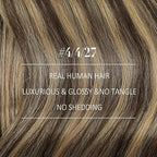 YoungSee Human Hair Sew in Extensions Brown Balayage Double Weft Human Hair Extensions Dark Brown Mix Caramel Blonde Balayage Straight Hair Weft Extensions Remy Hair 20Inch 100G