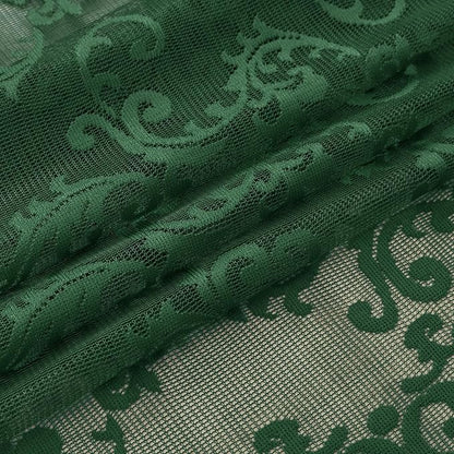 Dark Green Lace Curtains 84 Inches Long 2 Panels Country Vintage Sheer Lace - Image 6