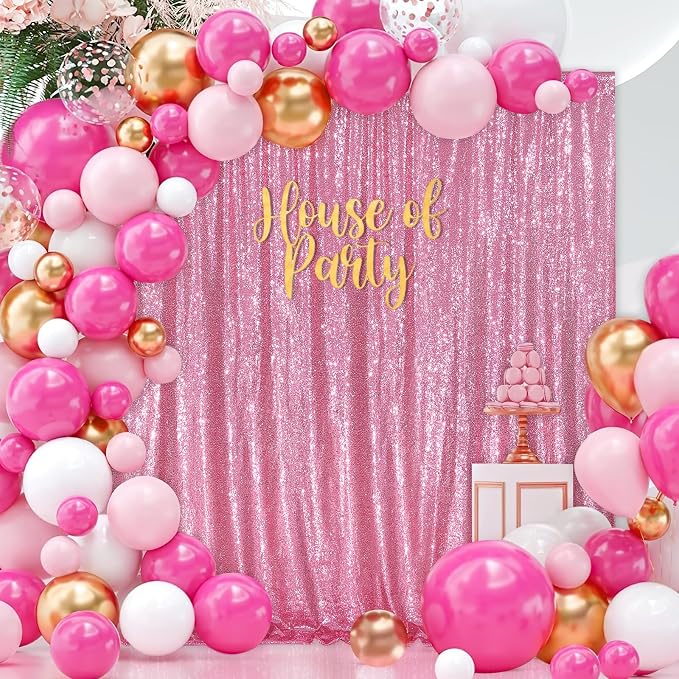 Sequin Backdrop 8ft x 8ft Blush Pink Backdrop Curtain - Image 2