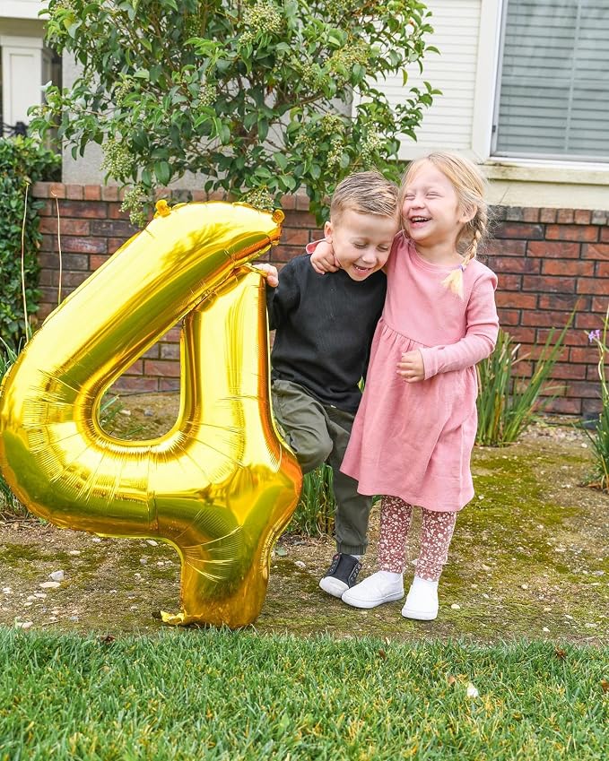 Gold 4 Balloon - Number Balloon 40 Inch, 4th Gold Birthday Decorations | Giant - Image 3