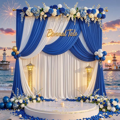 30ft x 10ft Wrinkle Free Royal Blue Backdrop Curtain - Image 7