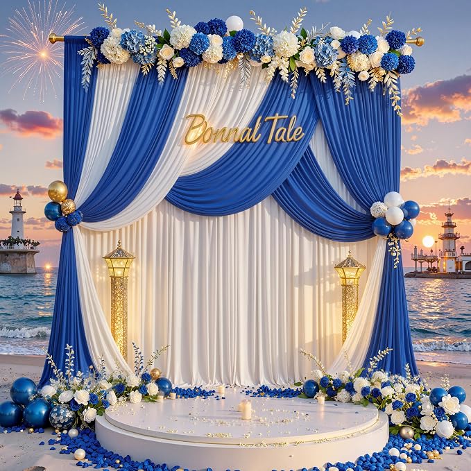 40ft x 10ft Wrinkle Free Royal Blue Backdrop Curtain - Image 5