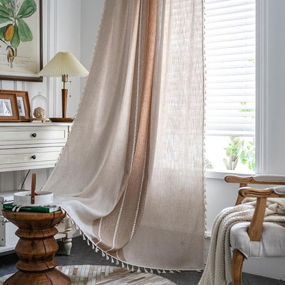 Sutuo Home Boho Curtains for Bedroom Dining Room, Light Filtering Brown by SutuoHome
