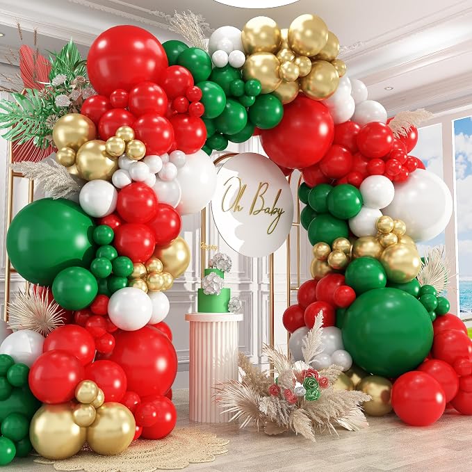 412pcs Red Green White Balloon Garland Arch Kit, 18 12 10 5 inch Different by PAXILE
