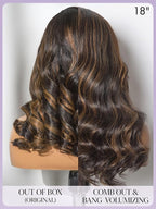 LUVME HAIR 100% Human Hair Wigs Loose Wave Glueless Lace Front 16 Inches, Pre Cut Plucked Hd Lace Short Wig Ready To Go Highlight Color Straight Bleached Knots Side Part Wigs