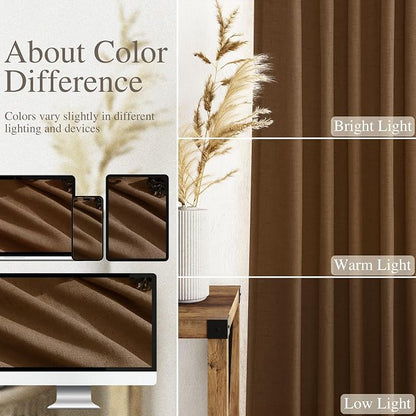 Tobacco Brown Linen Curtains 72 inch Length - Image 3