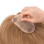 Hairro Human Hair Toppers Free Parted, 3.5x4.7" Base Hand-wovened 100% Real Hairpieces, with Invisible Clips-in for Women, for High Hairline/Adding Volume on Top, 10 Inch Blondish Brown