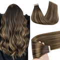 GOO GOO Tape in Hair Extensions Human Hair, 4D/14/5B Brunette Balayage, 20inch 50g 20pcs, Skin Weft Seamless Invisible, Silky Straight with Thick Ends, Remy Human Hair